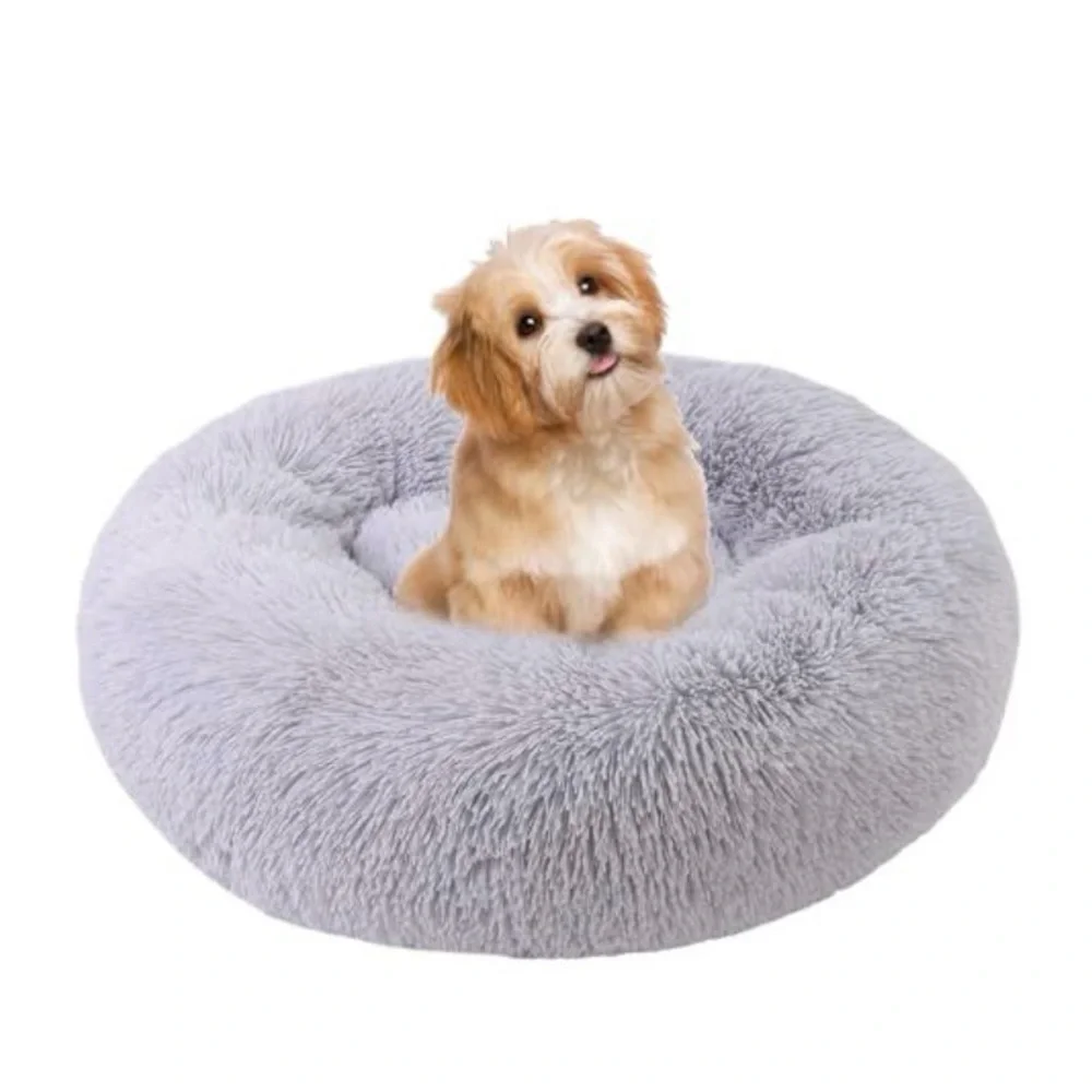 Cozy Plush Dog Bed - Gray